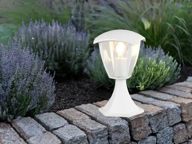 Direkt Vom Hersteller meineWunschleuchte LED Sockelleuchte aus Aluminium im Landhausstil Weiß, Höhe 30cm