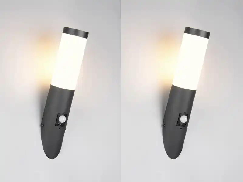 meineWunschleuchte 2er Set LED Außenwandleuchten mit Bewegungsmelder Schwarz, Höhe 39cm Preis Gesenkt