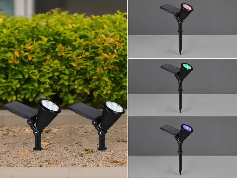 Garantierte Lieferung meineWunschleuchte 2er Set Solar Deko Gartenstrahler schwenkbbar mit RGB Farbwechsel