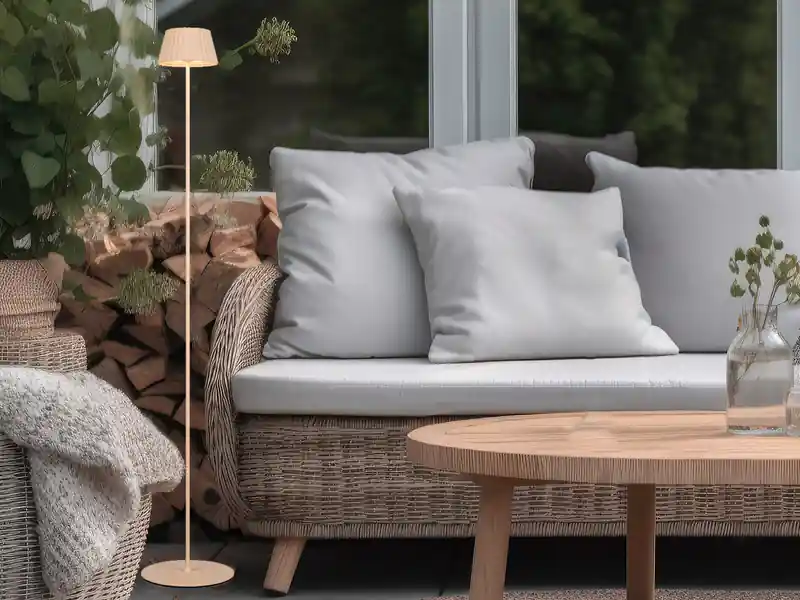 Preis Gesenkt RL LIVE YOUR LIGHT Kabellose Akku Stehlampe SUAREZ dimmbar für Innen & Außen, Beige - 123cm klein