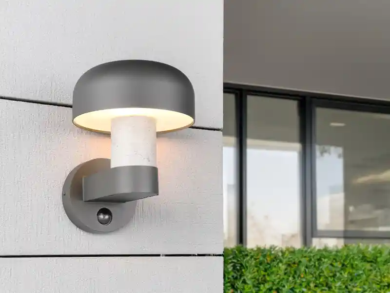 Neu meineWunschleuchte LED Außenwandleuchte Betonoptik mit Bewegungsmelder, Höhe 24cm