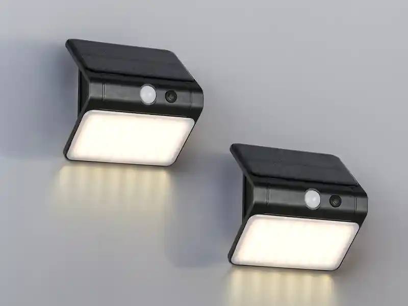 Wochenendangebot meineWunschleuchte 2er SET Solar Wandleuchte außen mit Bewegungsmelder, Breite 12cm