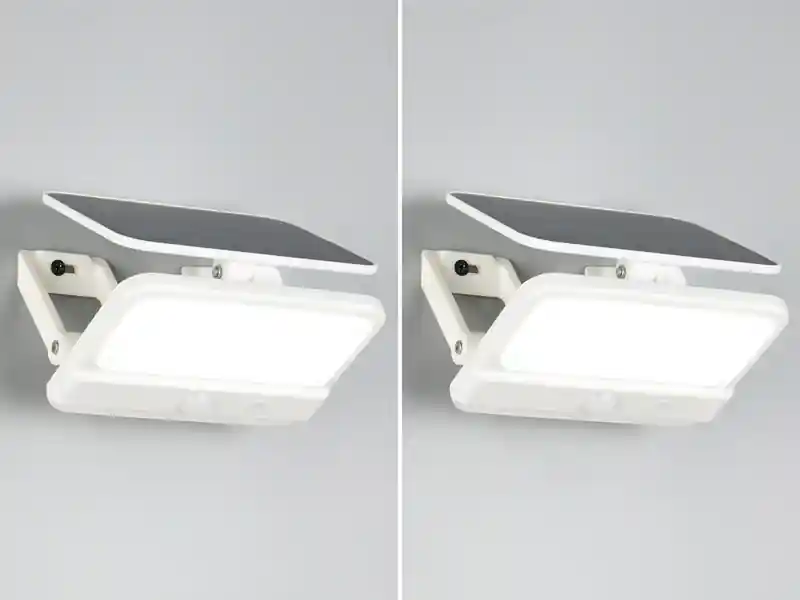 meineWunschleuchte 2er SET Solarstrahler außen mit Bewegungsmelder, Breite 14cm Saisonangebot
