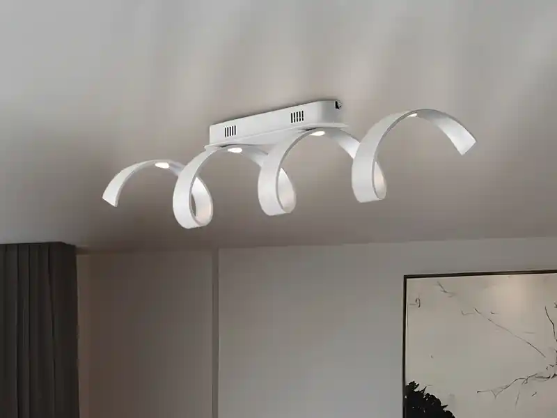 LUCE Design Ausgefallene LED Deckenlleuchte HELIX Weiß / Silber, Breite 80cm Sale
