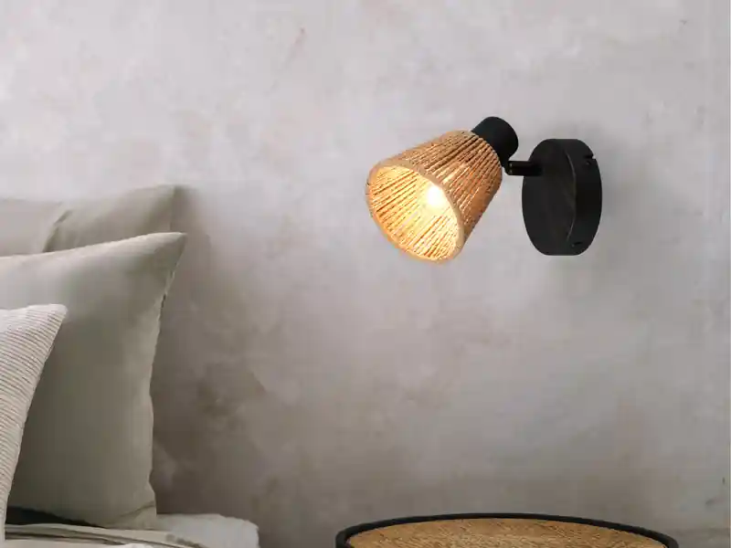 Mega-Angebot meineWunschleuchte LED Wandstrahler mit Lampenschirm aus Papiergarn, Breite 10cm