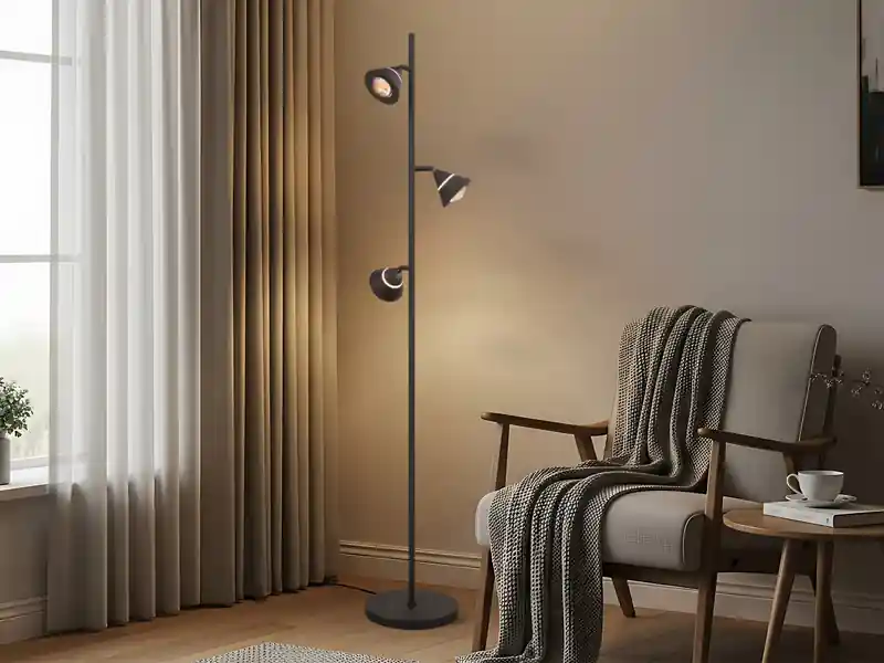 Trio Leuchten Moderne LED Stehlampe ROMEO dimmbar mit 3 Spots, Schwarz, Höhe 150cm Schnäppchen