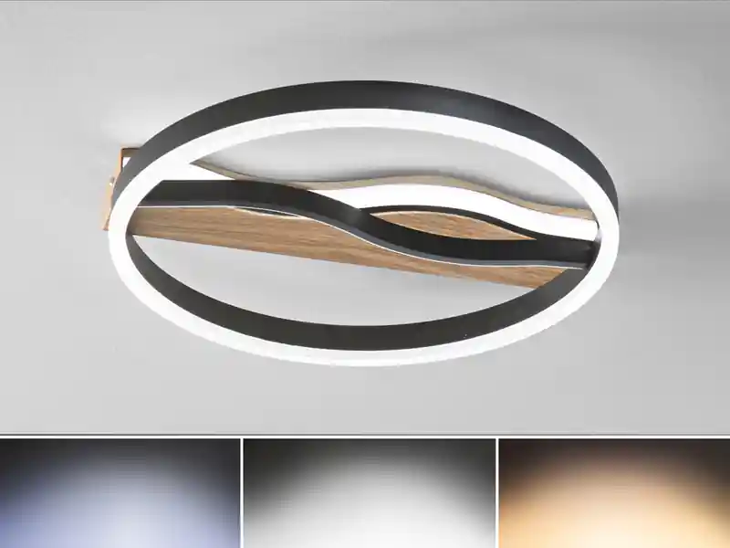 Letzte Chance LUCE Design LED Deckenleuchte und Wandleuchte HAWAII in Schwarz, 3 Lichtfarben, Ø 40cm