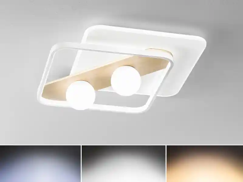 Kostenloser Rückversand LUCE Design LED Deckenleuchte CRICKET in Weiß 3 Lichtfarben einstellbar, 50x40cm