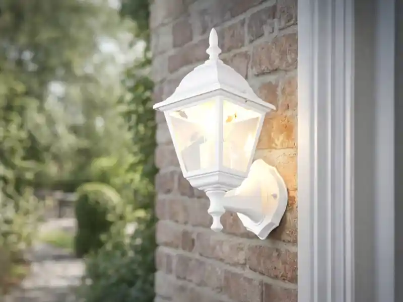 Trio Leuchten Außenwandleuchte LIVENZA Laterne stehend, Aluminium Weiß, Höhe 34cm Echt