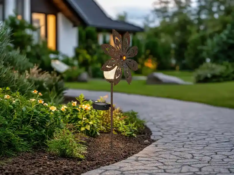 Globo Solar Gartenstecker Windspiel aus Metall mit Erdspieß in Rostoptik, Höhe 50cm Sichere Zahlung
