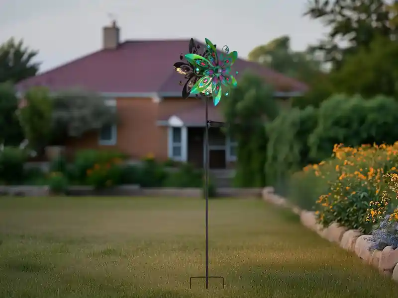 Globo Solar Gartenstecker Windspiel mit Erdspieß aus Metall Bunt, Höhe 124cm Heißes Angebot