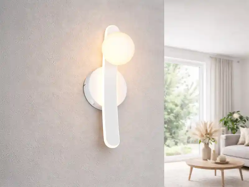 Begrenztes Angebot Trio Leuchten LED Wandleuchte NAPOLI Weiß mit Schalter & Glaskugel, Höhe 34,5cm