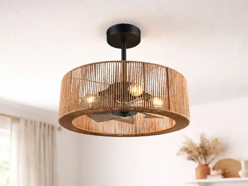 Jetzt Kaufen RL LIVE YOUR LIGHT Große Boho Deckenleuchte SMILLUM mit Ventilator & Fernbedienung Ø 61cm