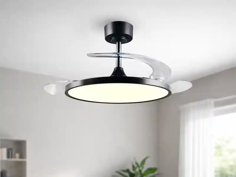 RL LIVE YOUR LIGHT LED Deckenleuchte KASFJORD Schwarz mit ausklappbarem Ventilator, Ø 49 - 106,5cm Preis Gesenkt