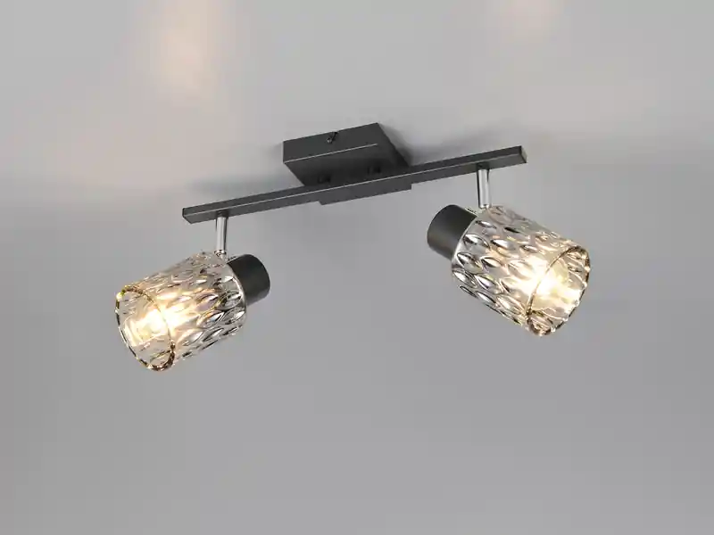 Sonderangebot RL LIVE YOUR LIGHT Deckenstrahler JACK 2-flammig mit Rauchglas Lampenschirmen, Breite 37cm