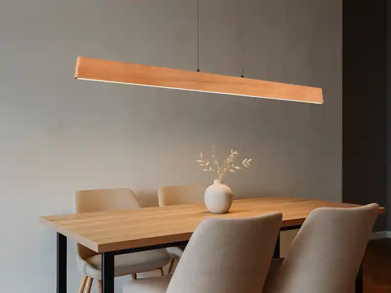 Trio Leuchten Große LED Pendelleuchte EDGEWOOD mit Holz, dimmbar & höhenverstellbar, B: 150cm Preisreduziert