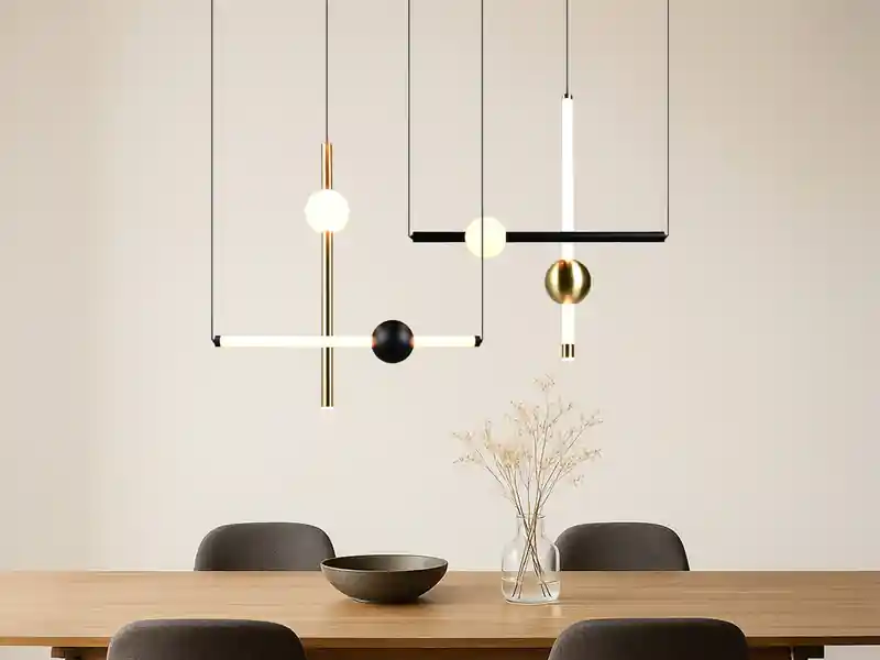 Kostenloser Rückversand Trio Leuchten Moderne LED Pendelleuchte MELITA dimmbar, Metall Schwarz Gold, Breite 110cm