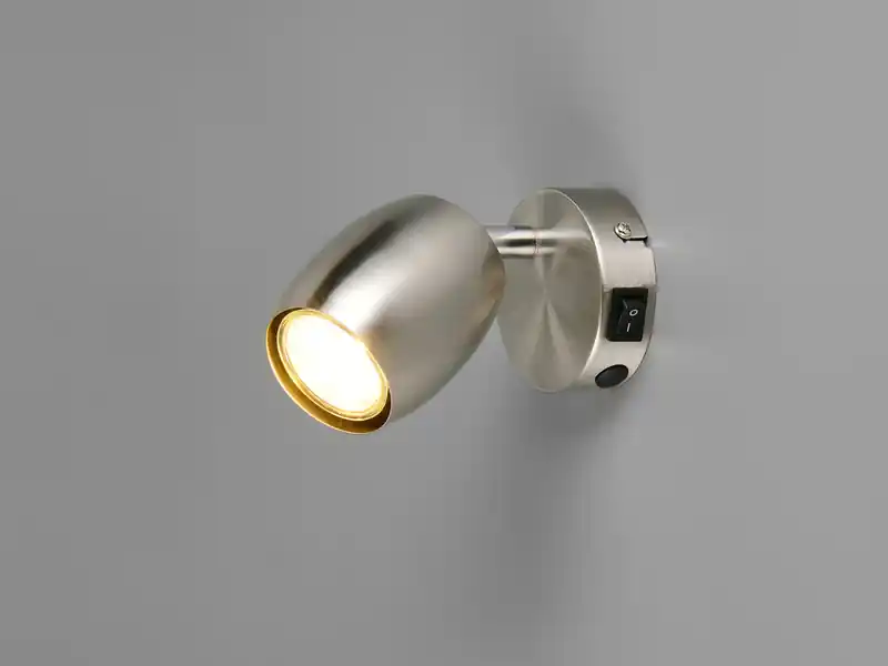 meineWunschleuchte LED Wandstrahler mit Schalter aus Metall Silber, Höhe 14cm Top-Angebot