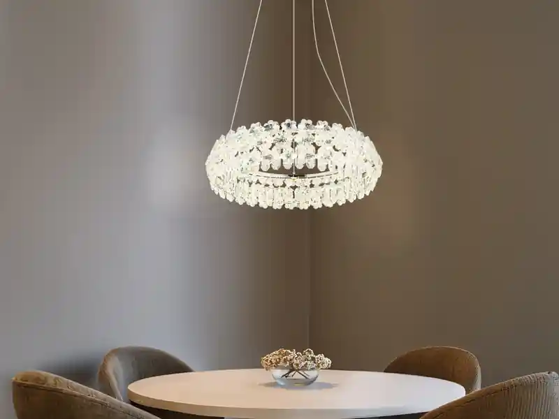 Knallerangebot Globo Große LED Ring Pendelleuchte DIANN mit Glaskristallen in Blütenoptik, Ø 60cm
