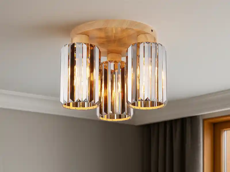 Nur Heute NOWA Moderne Deckenleuchte RUN 3-flammig mit Rauchglas Kristall Ø 35cm
