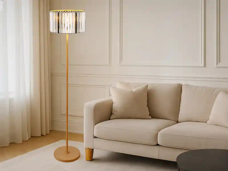 Sonderangebot NOWA Moderne Stehlampe RUN mit Lampenschirm aus Rauchglas Kristall, Höhe 150cm