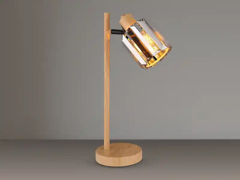NOWA Moderne Tischlampe RUN mit Lampenschirm aus Rauchglas Kristall, Höhe 40cm Super-Preis