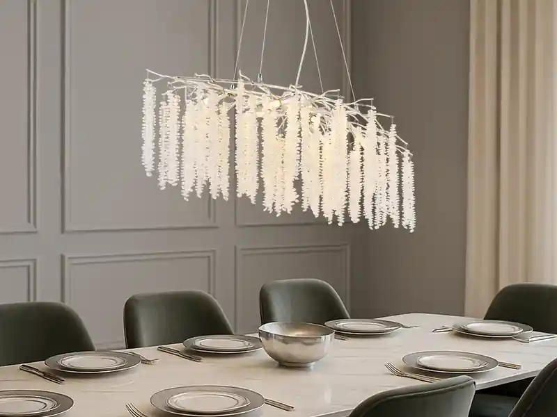 Echt Globo Moderner Kronleuchter LAVERNE Silber Chrom mit Glas Kristall, Breite 100cm