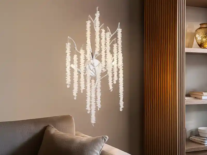 Meistverkauft meineWunschleuchte Ausgefallene LED Wandlampe Silber Chrom mit Kristall, Höhe 60cm