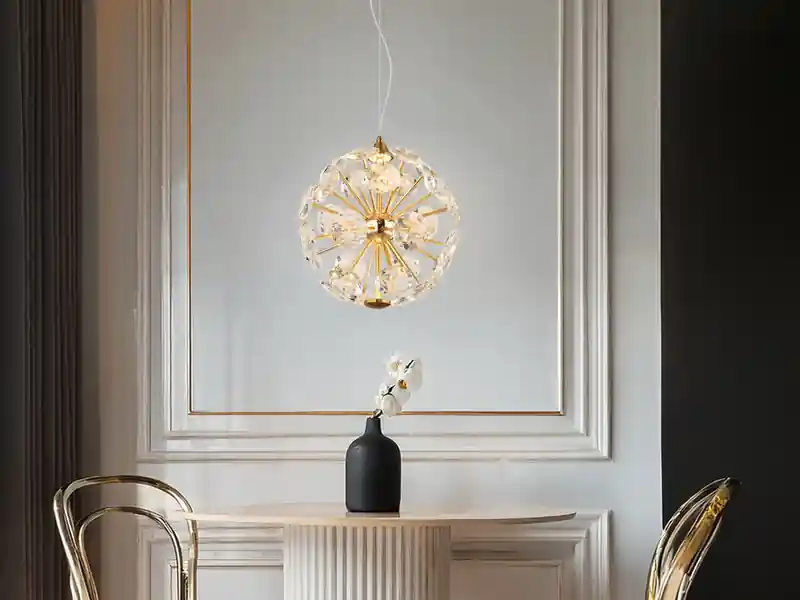 Versand Am Gleichen Tag Globo LED Pendelleuchte VIRINA Gold Kugellampe aus K9 Kristallen, Ø 28cm