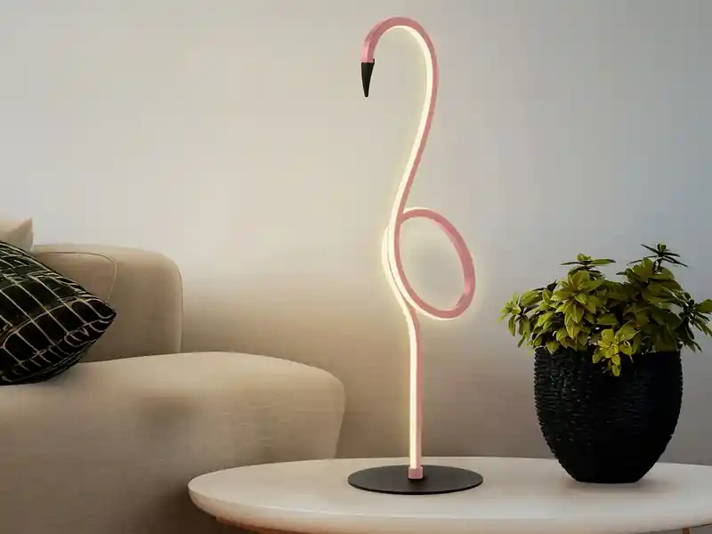 Elstead Lighting Moderne LED Deko Tischlampe FLAMINGO Pink, Höhe 50cm Expressversand