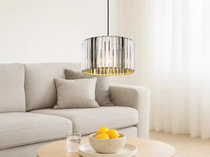 meineWunschleuchte Moderne LED Pendelleuchte einflammig mit Rauchglas Kristall Ø 35cm Preisknaller