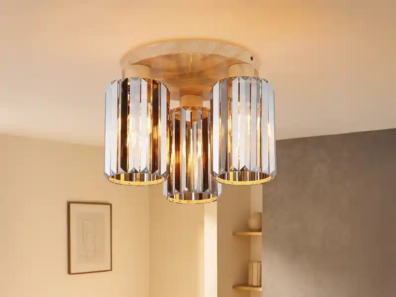 Top-Preis meineWunschleuchte Moderne LED Deckenleuchte 3-flammig mit Rauchglas Kristall Ø 35cm