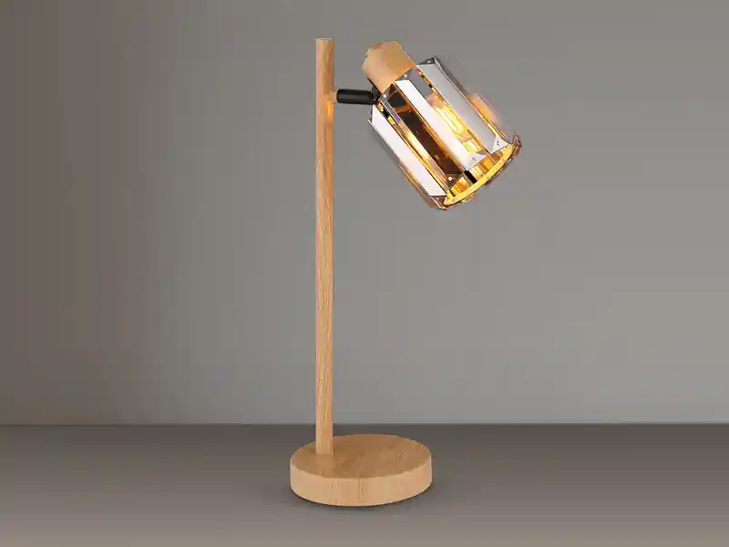 meineWunschleuchte Moderne LED Tischlampe mit Lampenschirm aus Rauchglas Kristall, Höhe 40cm Must-Have
