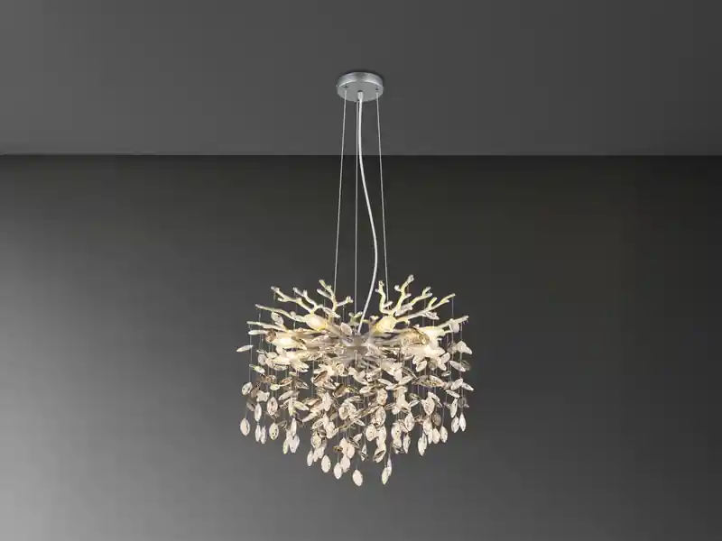 Sofort Bestellen meineWunschleuchte LED Kronleuchter Silber 8-flammig mit Glas Kristall 2-farbig Ø 60cm
