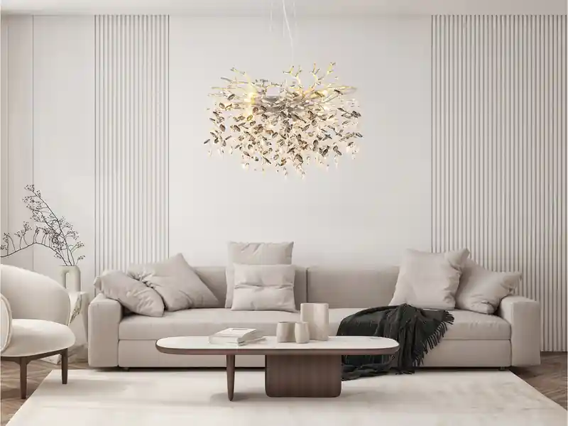Preis Gesenkt meineWunschleuchte LED Kronleuchter Silber 10-flammig mit Glas Kristall 2-farbig Ø 80cm