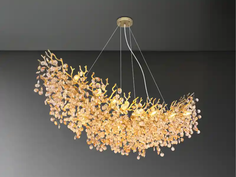 meineWunschleuchte XXL LED Kronleuchter Gold 16-flammig mit Glas Kristall 2-farbig, Breite 150cm Top-Preis