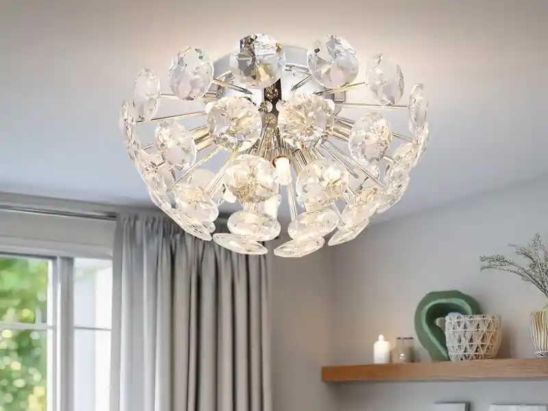 Begrenztes Angebot meineWunschleuchte Elegante LED Deckenleuchte in Silber Chrom mit K9 Kristallen, Ø 39cm
