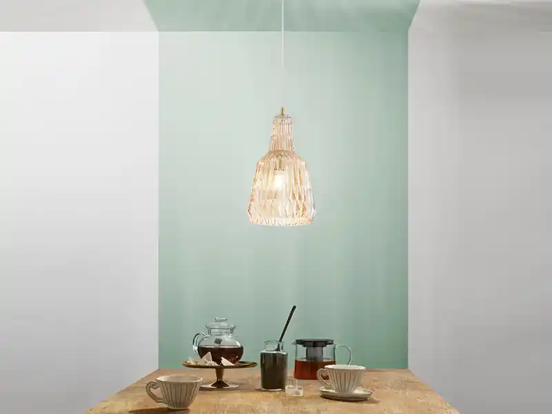 LUCE Design Pendelleuchte GALWAY einflammig, Kristallglas Amber facettiert, Ø 23cm Preiswert