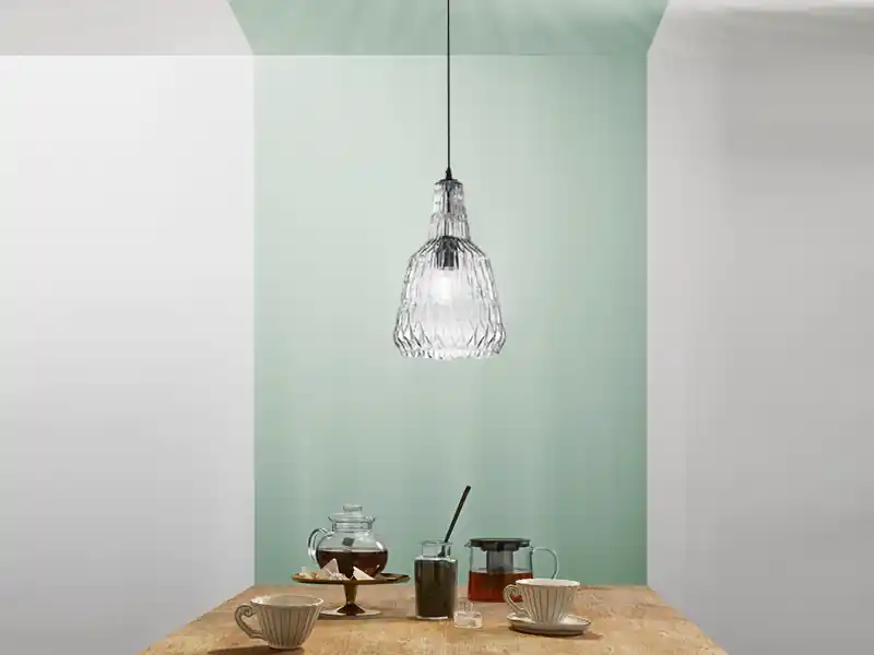 LUCE Design Pendelleuchte GALWAY einflammig, Kristallglas Grau facettiert, Ø 23cm Markenware