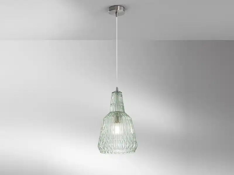 Neue Ware meineWunschleuchte LED Hängelampe einflammig, Kristallglas Grün facettiert, Ø 23cm