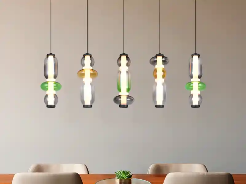 Neu Trio Leuchten Moderne LED Pendelleuchte MINERVA 5-flammig, höhenverstellbar, Breite 100cm