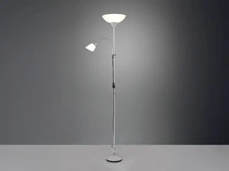 Letzte Chance meineWunschleuchte LED Deckenfluter Silber mit flexibler Leselampe, Höhe 180cm