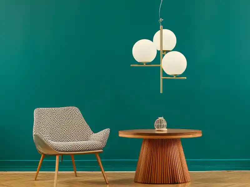 Trio Leuchten Pendelleuchte PURE 3-flammig in Messing mit Glaskugeln aus Opalglas, Ø 40cm Versand Am Gleichen Tag