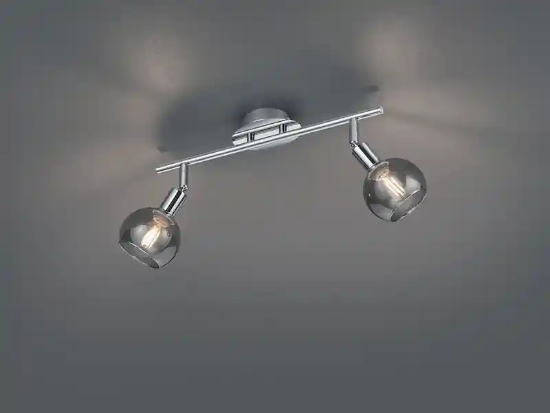 RL LIVE YOUR LIGHT Deckenstrahler BREST 2-flammig Chrom mit Rauchglas, Breite 40cm Neuheit