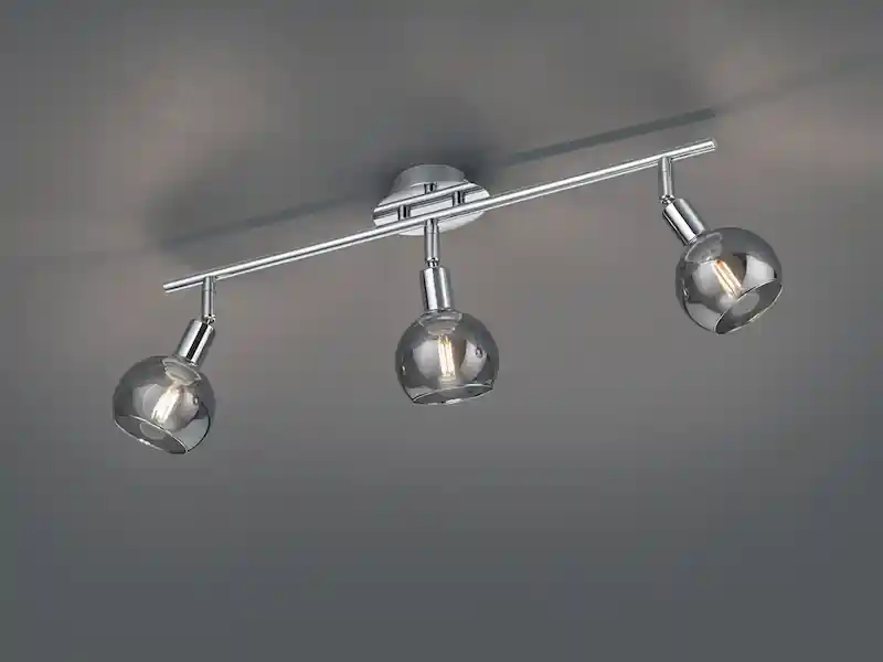 Heißes Angebot RL LIVE YOUR LIGHT Deckenstrahler BREST 3-flammig Chrom mit Rauchglas, Breite 58cm