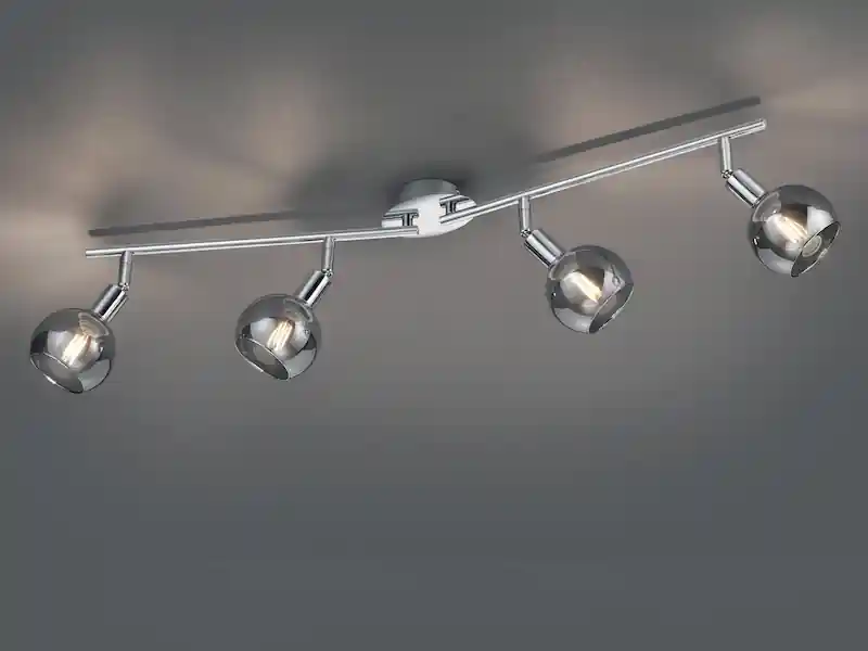 RL LIVE YOUR LIGHT Deckenstrahler BREST 4-flammig Chrom mit Rauchglas, Breite 85cm Finale Aktion