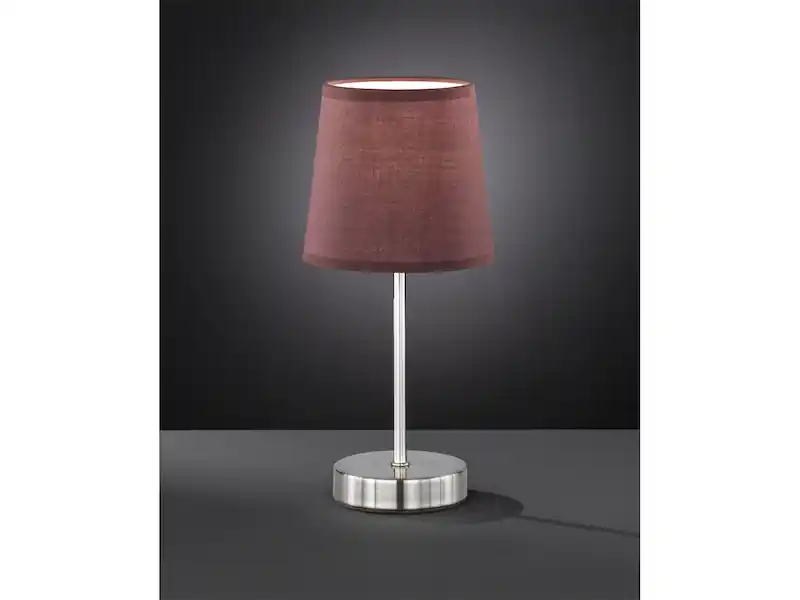 meineWunschleuchte LED Tischleuchte Silber mit Stoffschirm Ø14cm in Hellbraun, Höhe 32cm Aktuell