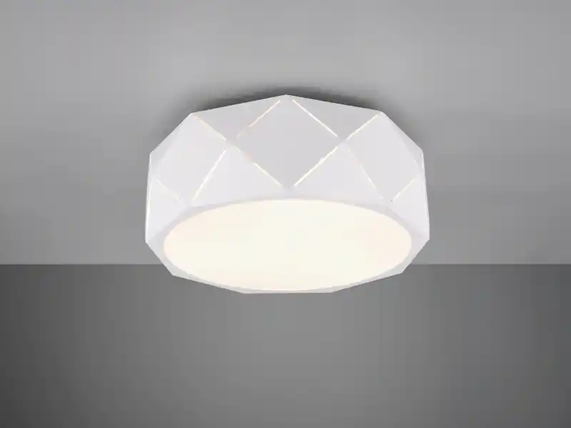 Trio Leuchten Moderne Deckenleuchte ZANDOR mit Lasercut Muster Weiß Ø 40cm Schneller Versand