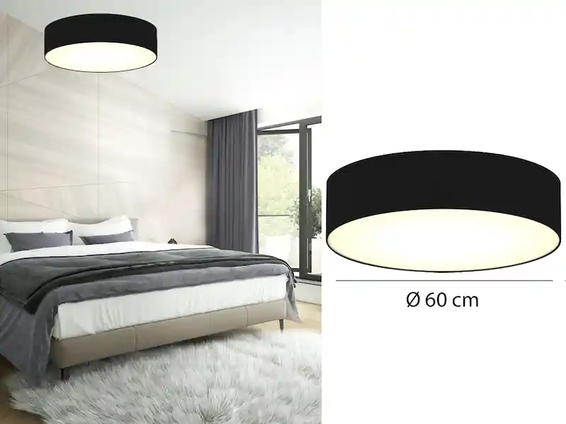 Must-Have Smartwares Deckenlampe CEILING DREAM, Stoff Schwarz / Abdeckung satiniert, Ø 60cm