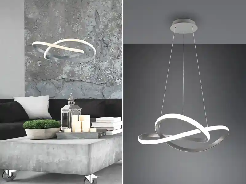 Nur Heute RL LIVE YOUR LIGHT LED Pendelleuchte COURSE Silber Stufen Dimmer 3000 Kelvin Warmweiß, Ø 60cm